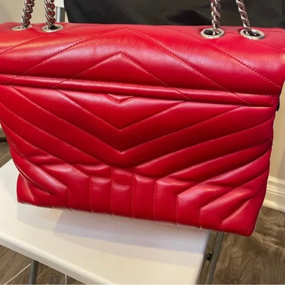 YSL Yves Saint Laurent Medium “LouLou” Bag Red - Picture 7 of 10